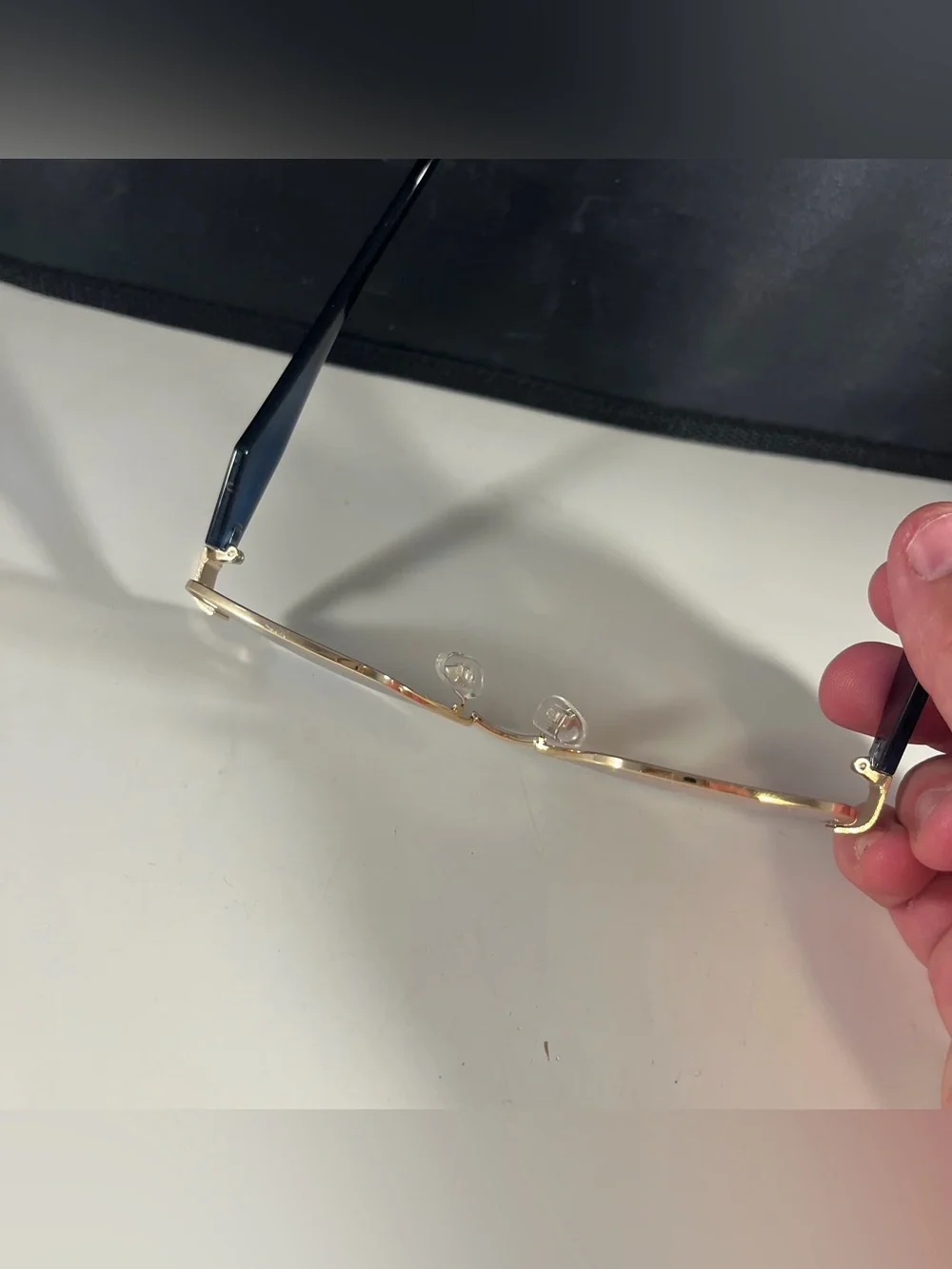 John Varvatos Gold Trim Blue Square Eyeglasses Frames